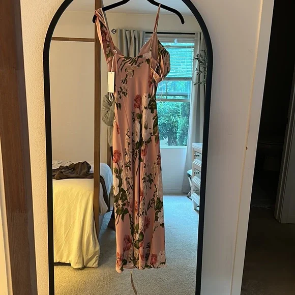 Reformation Raya OTS Midi Dress in Rose Garden 0 NWT - Picture 12 of 14